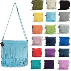 Suede Leather Women Bag Tassel Fringe Bag Hobo Bag