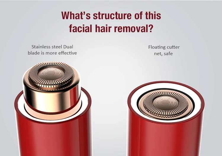 Portable Facial Hair Epilator Electric Lip Mustache Led Hair Remover Painless Blades Lipstick Rotary Men And Women