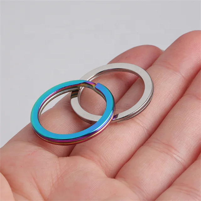 Yiwu Aceon Jewelry Stainless Steel Hand Polished Mirror Shinny Flat Wire Double Layer Key Chain DIY Making Split Key Ring