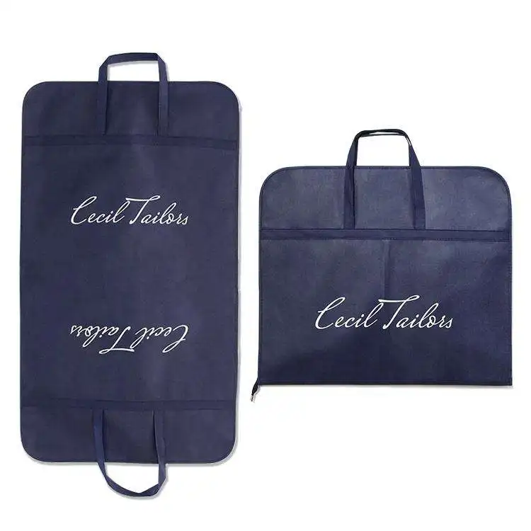 Factory hot sales custom eco-friendly polyester foldable black, suit garment bags with custom logo printing/