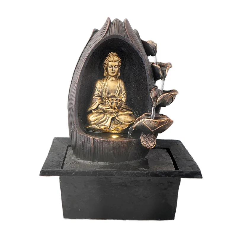 Polyresin Creative Design Frog Hug Lotus Water Fountain Garden Decoration for Indoor Outdoor Home Decoration