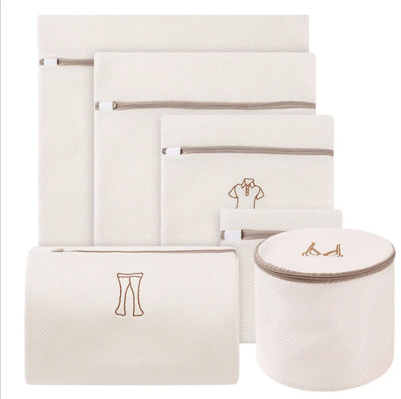 Sandwich embroidery laundry bag thick double layer bra for underwear protective laundry bag machine washable mesh bag