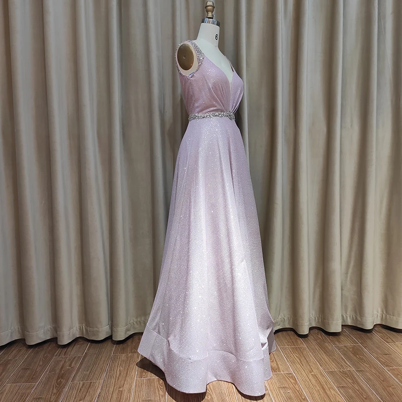Custom High Quality Latest Gown Evening Dress A Line Long Pink Evening Dresses for Women