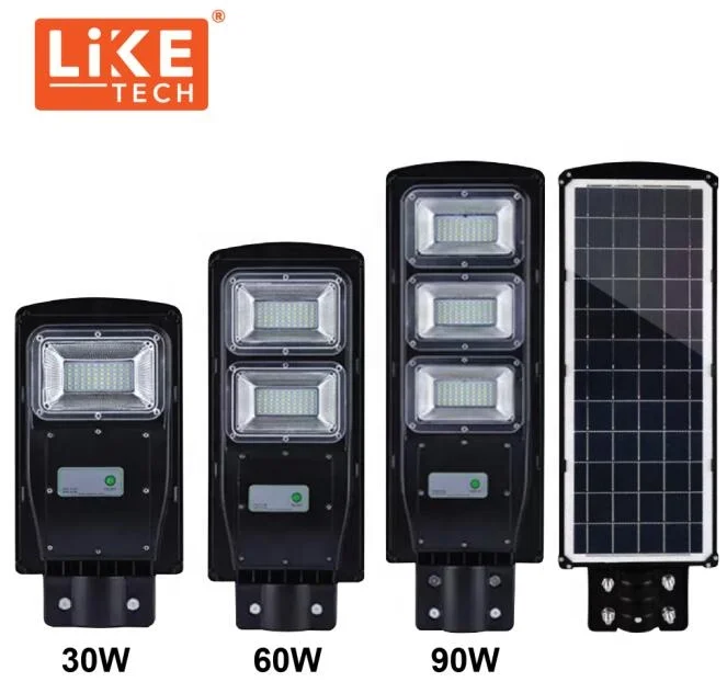 LikeTech led lamp 30w 60w 90w 120w outdoor lights lighting waterproof IP65 motion sensor All in one solar street light