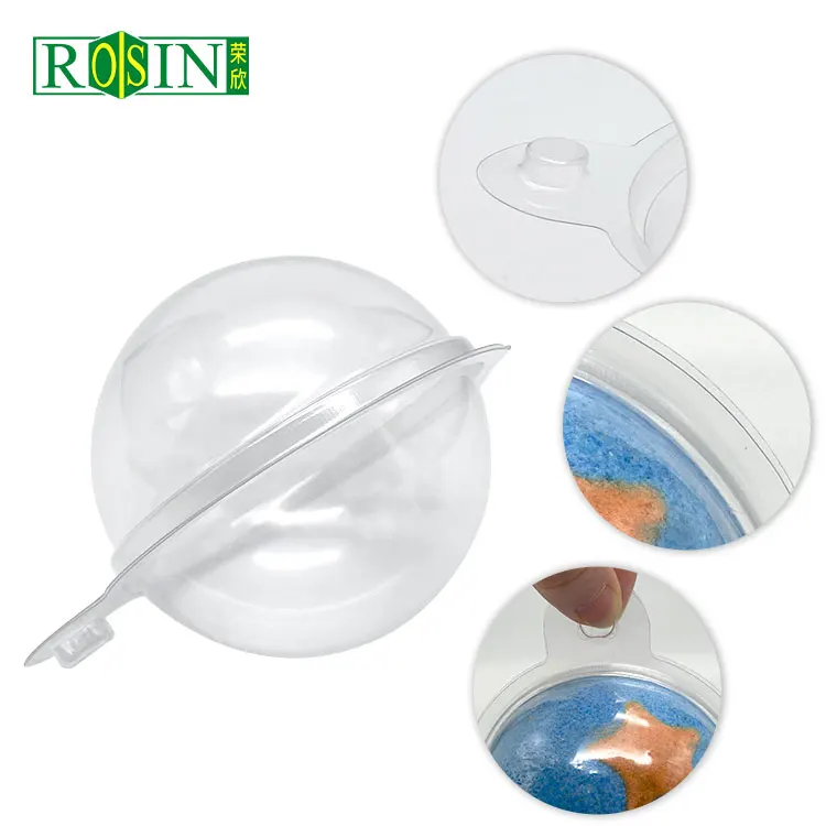 Customized Logo Clear Round Blister Plastic clamshell hinge Packaging boxes for bath bombs