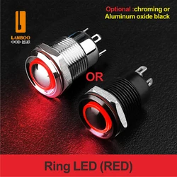 LANBOO 12mm Ultra Short Push Button Light Switch with Plat with Power LED