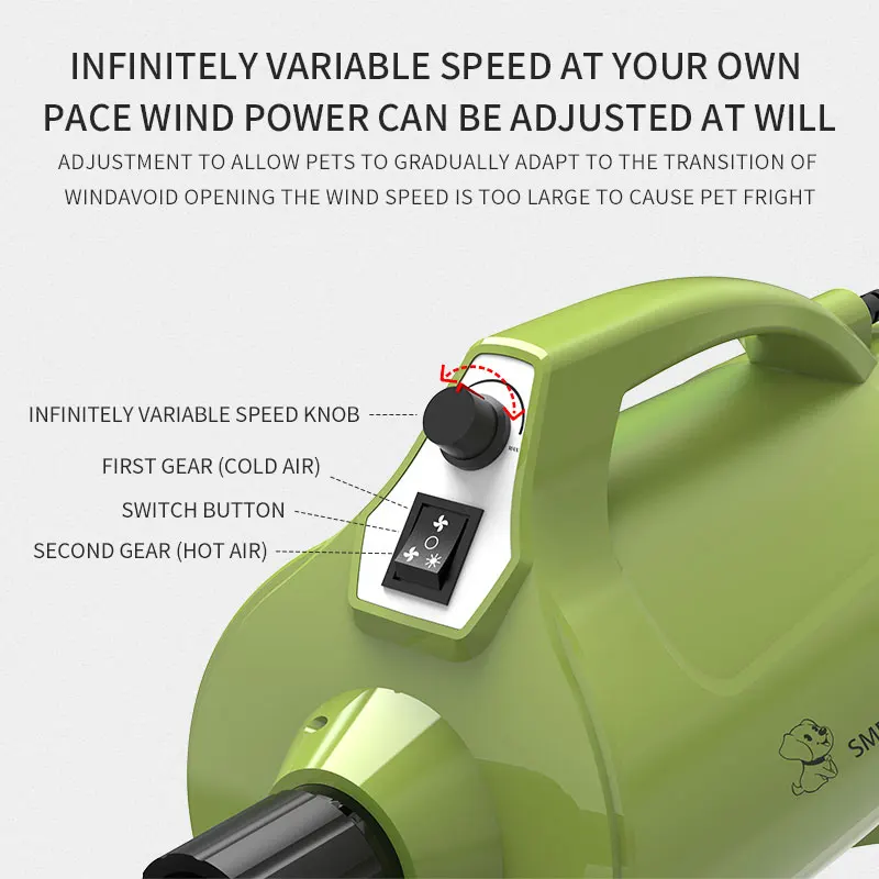 Wholesale high power mute Heating Adjustable Speed Nozzles Pet Dog Cat Hair Dryer Machine Grooming