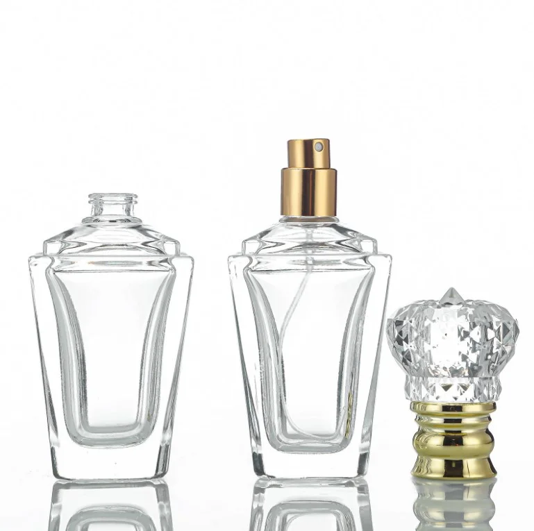 Super Deluxe Round Glass Empty Perfume Bottles 30ml 50ml 100ml Round With Snap-on Spray Atomiser