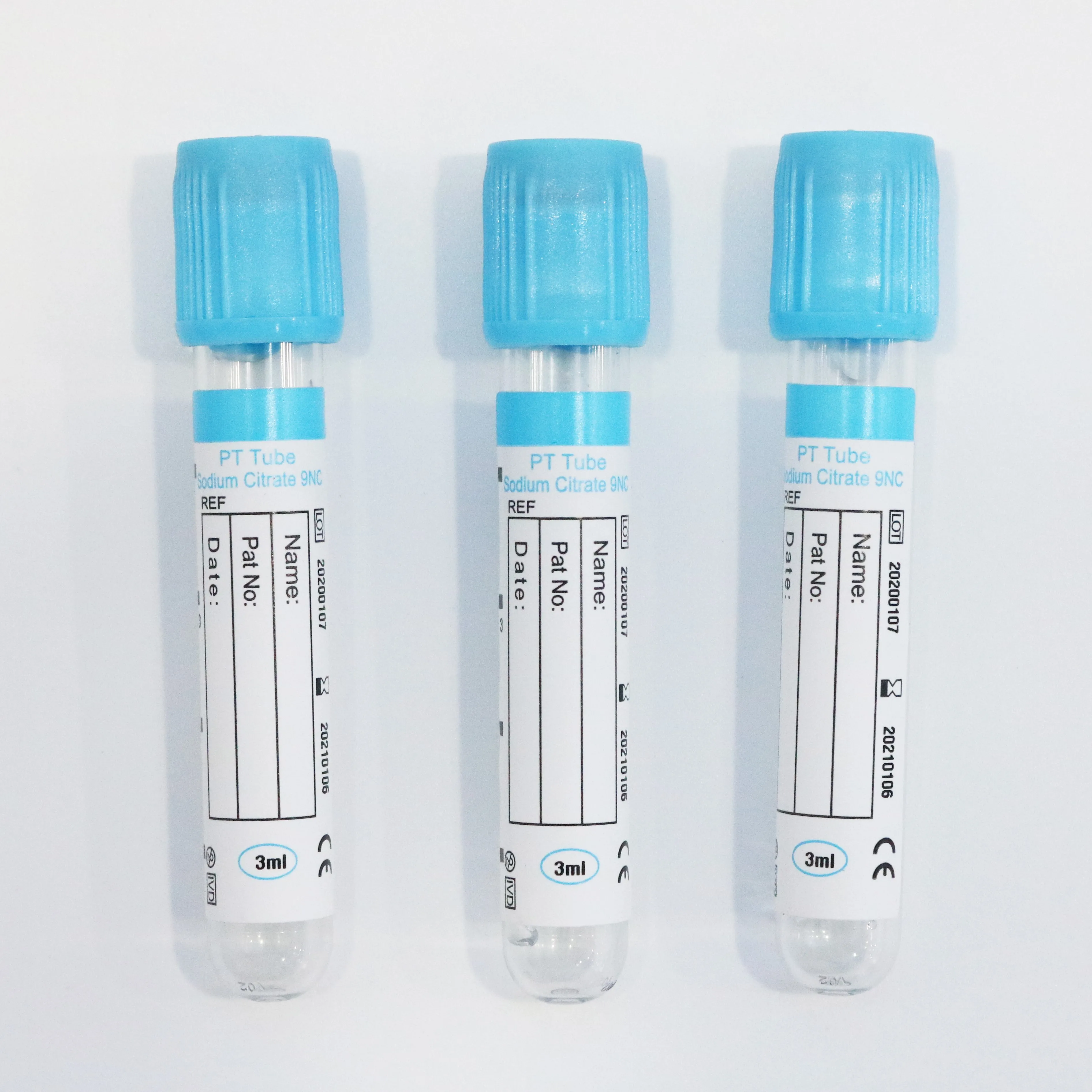 blue top sodium citrate 1:9 blood collection tube PT blood test CE ISO 13485 PET glass citrate blood tube 3.2% sodium citra