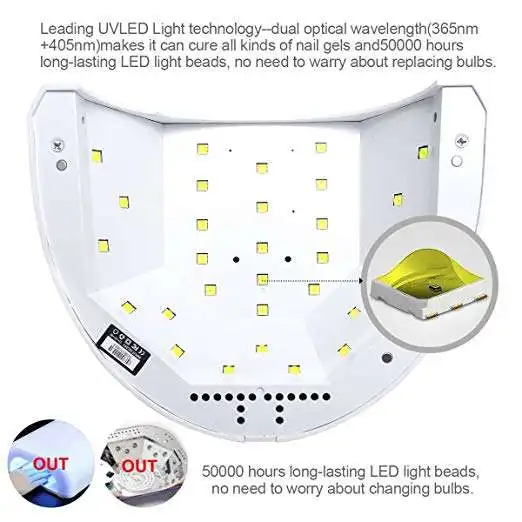 SUNone SUNUV 48W  Nail Dryer UV Lamp Led Light for Gels Polishes with Sensor 3 Timer