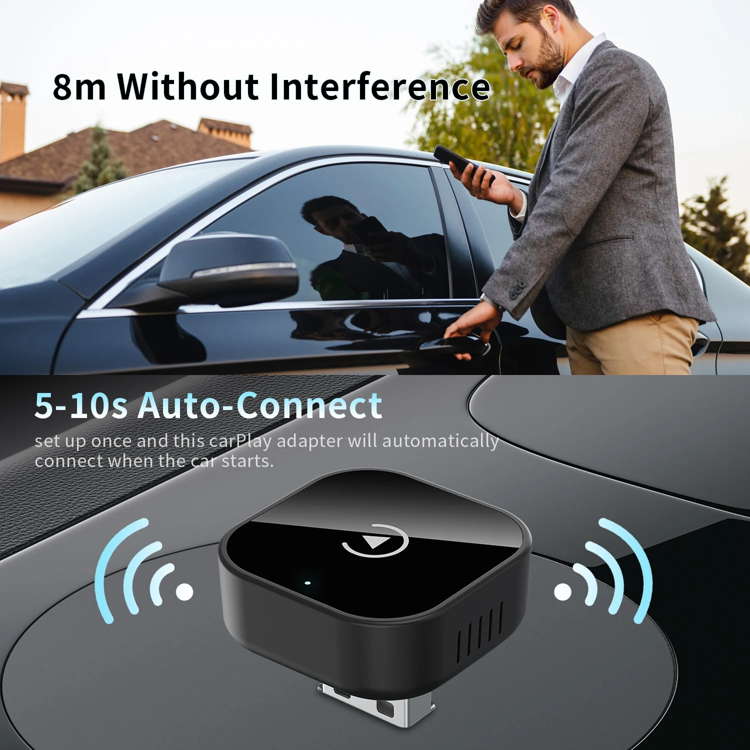 Wired to Wireless Adapter Converter for OEM Factory Wire Car Adapter Android Auto CarPlay Android Fast Connect Universal
