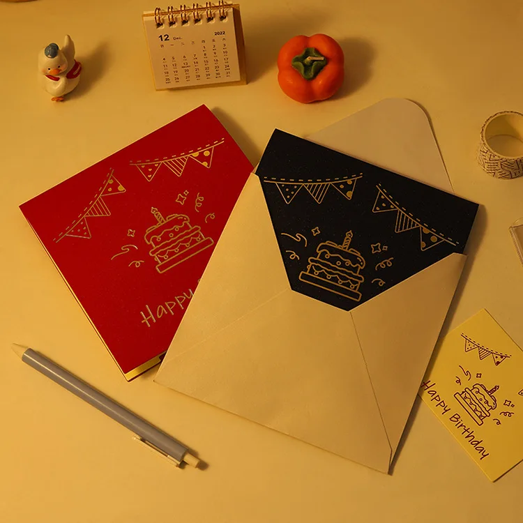 Wholesale Custom 3D Music Birthday Cards Pop Up Musical Birthday Cake Happy Birthday Greeting Card