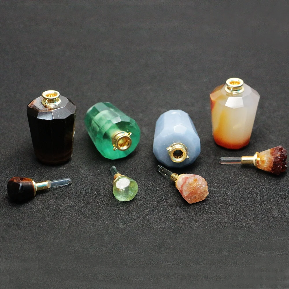 LS-A067 trendy perfume bottle pendant fluorite pendant,citrine, blue lace agate,tiger eyes charm pendant gemstone hot selling