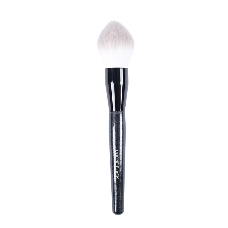 Excellent Quality Vegan & Cruelty-Free Bristles Single Black Powder Makeup Brush Custom Logo  Light Bulb Type Brush