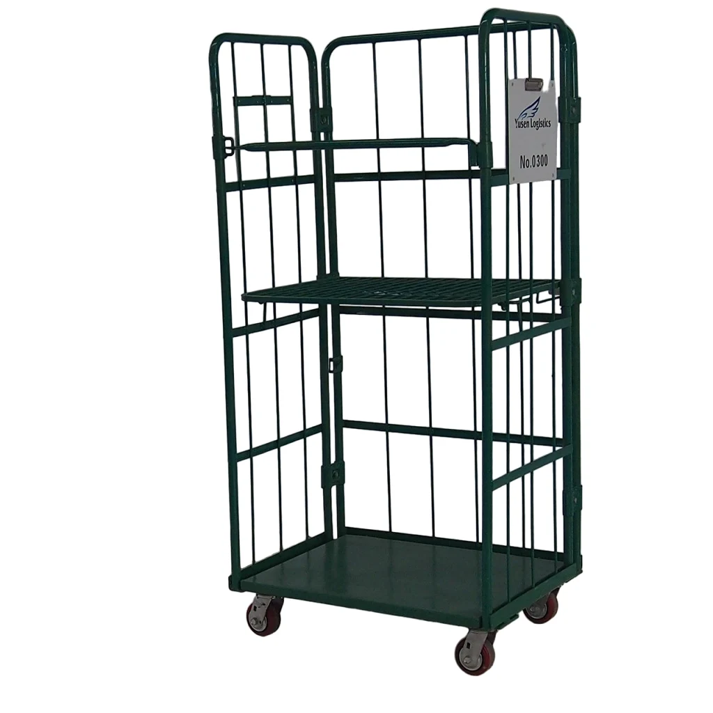 BHK78 Industrial Heavy Duty Warehouse Storage Pallet Rack Shelf Rolling Cage Trolley