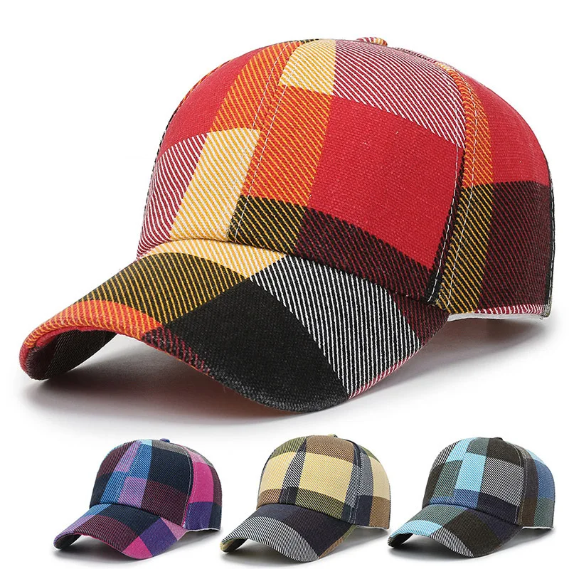 YJL New Design Unisex Pattern Plaid Sports Caps Outdoor Sunscreen 6 Panel Golf Running Hats Caps Baseball Caps