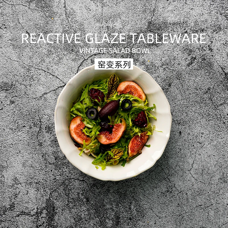 Vintage Pottery Chinese Salad Soup Bowl Big Size Porcelain Noodle Bowl Japanese Style Ceramic Ramen  Bowl