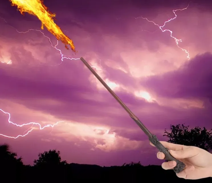 2022 Novelty Wholesale Cosplay Halloween HP Magic Wand Fire Shooter with Fireball Spray Effect
