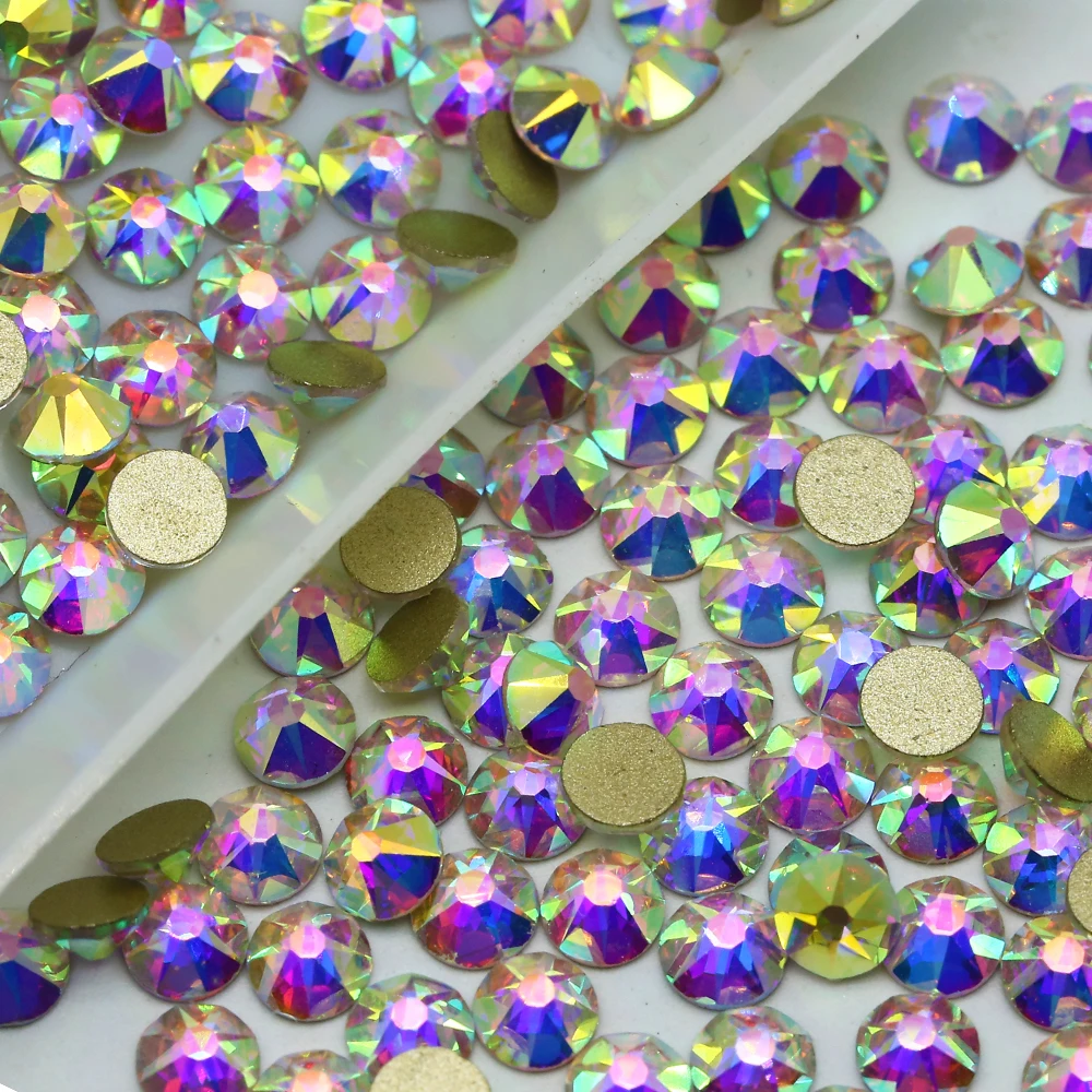 XULIN 3A 8+8 16 Cut Star Faceted Gold Bottom Non Hot Fix Glass Crystal AB Rhinestone For Nail Art