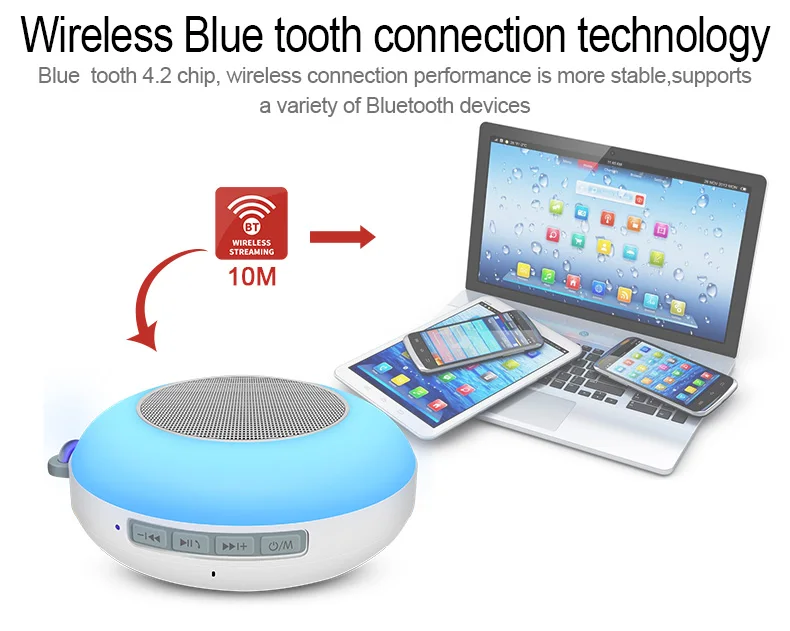 Portable mini wireless speaker with rgb lights IP55 waterproof outdoor