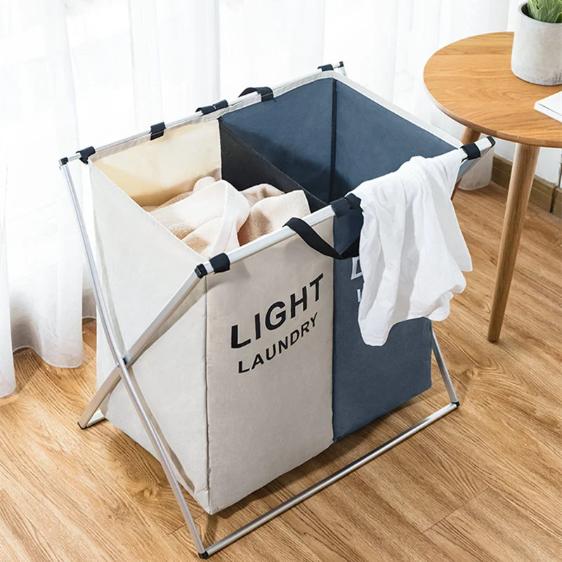
2021 Foldable X-shape Dirty Laundry Basket Collapsible 3 Grid Home Laundry Hamper Sorter Laundry Hamper 