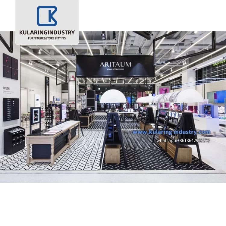 Luxury Store Fixtures Showroom Design Customized Producing Display Racks Shelf decoration Makeup Studio Cosmetic Shop Furniture