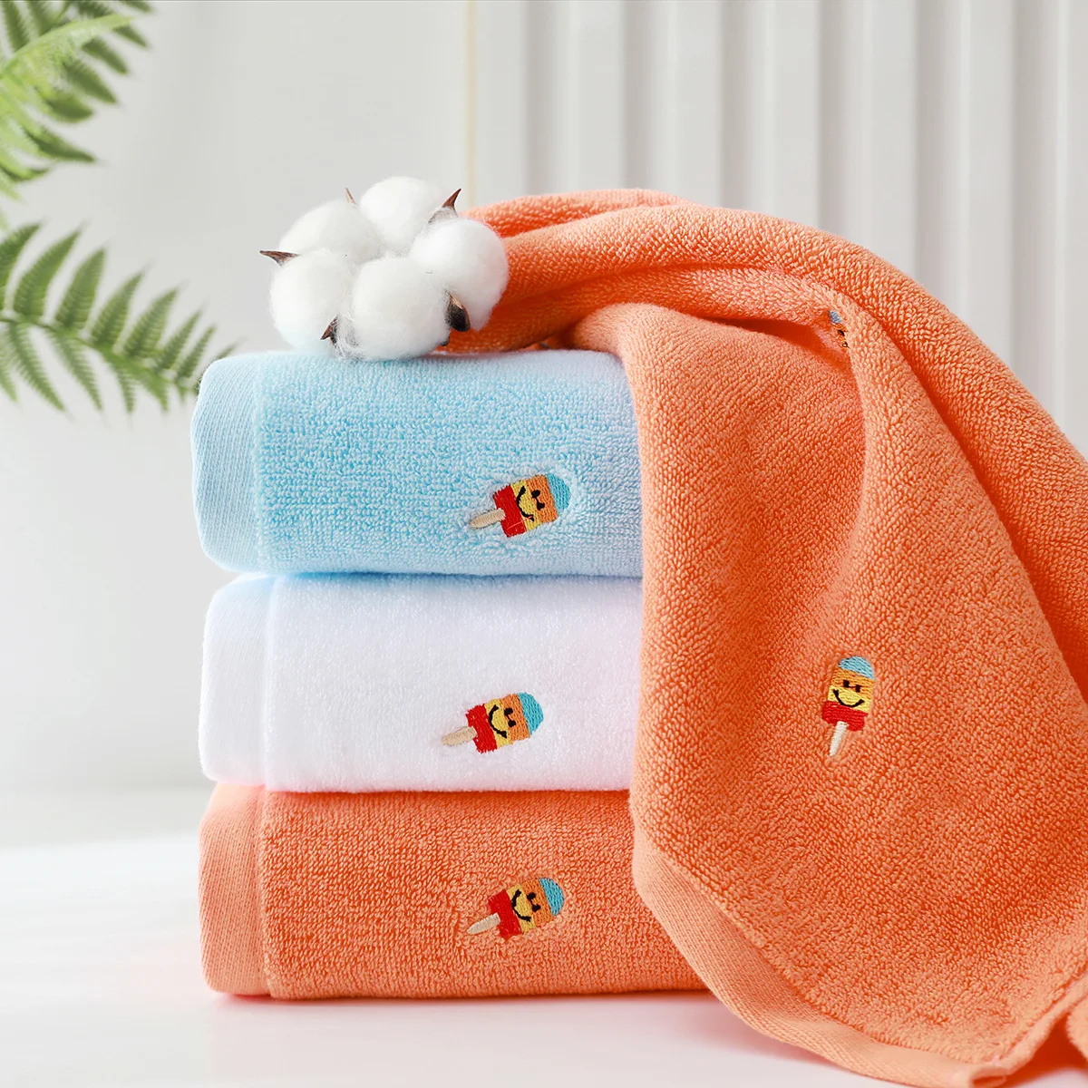 Custom Full Embroidery Bath Towel Women Girls Luxury Good Absorption Pure Cotton Soft Absorbent Face Towel