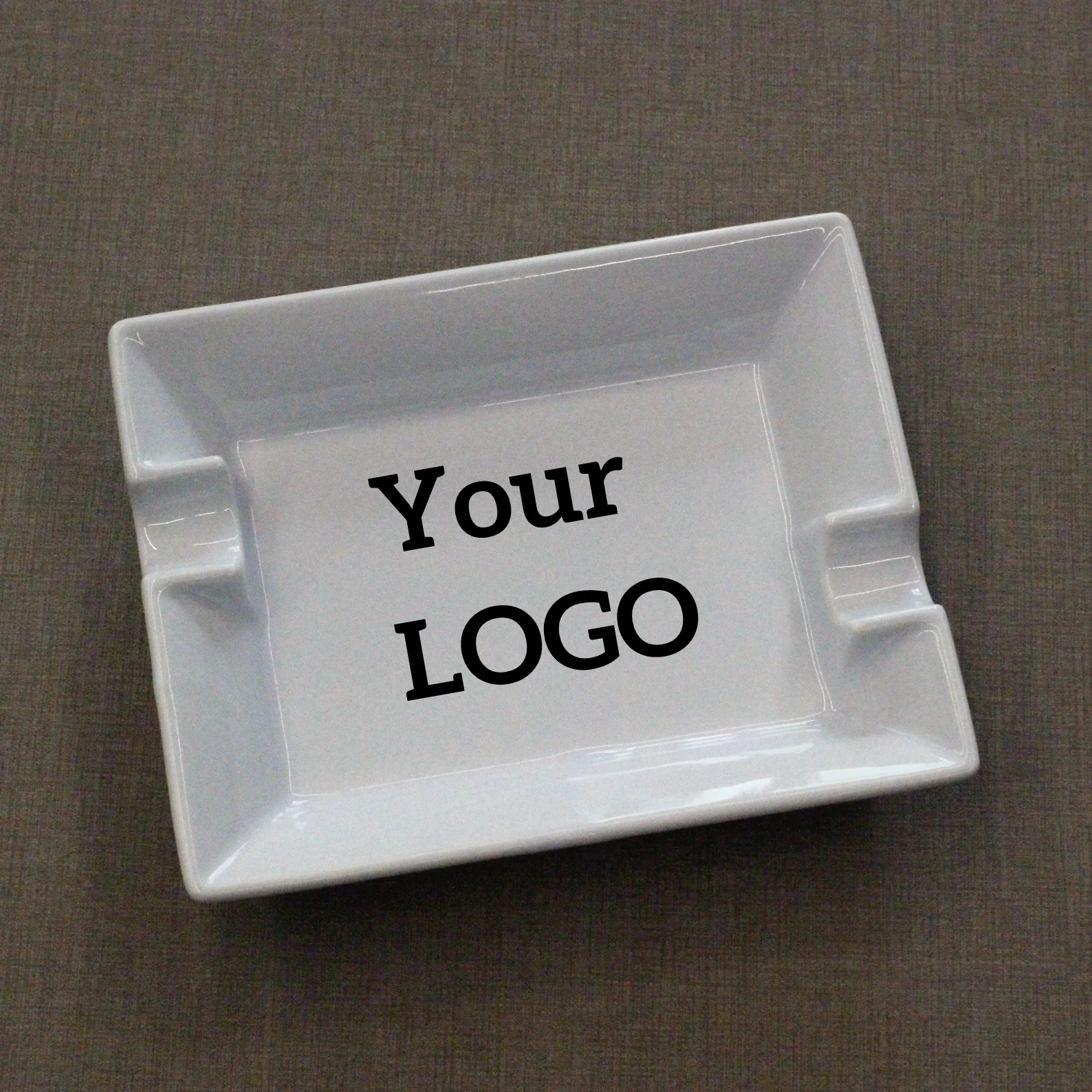Custom Porcelain Ashtray Ceramic Cigar Ashtray Rectangle Shape Custom  Design For Smoking Accessories