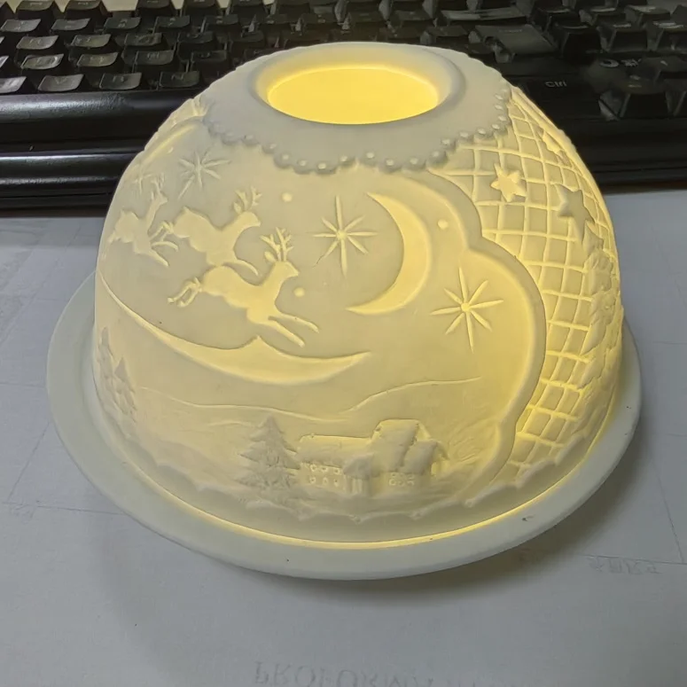 Eco-friendly Ceramic Dome Shape Tea Light Holder Night Lamp Bowl Porcelain Tea Light Holder Creative Dome LED Candle Holder