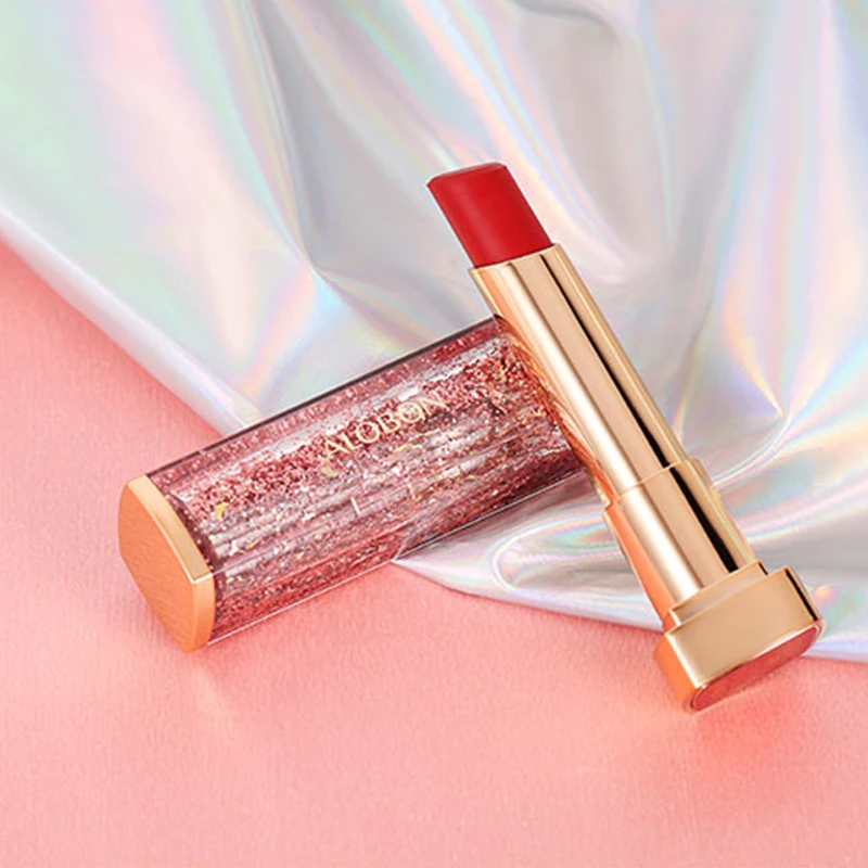 Alobon Diamonds Moisturizing Lipstick Waterproof Long Lasting Non-stick Matte Velvet Lipstick