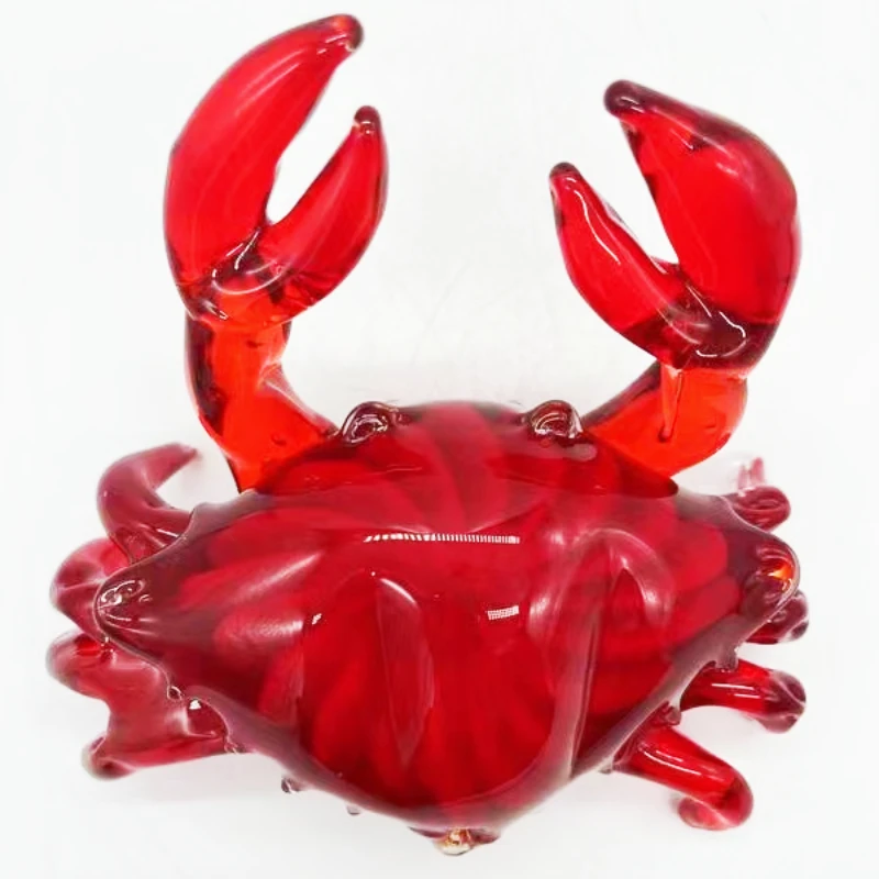 Exquisite Handmade Red Crab Murano Art Glass Handicraft Sculpture for Aquarium Decoration