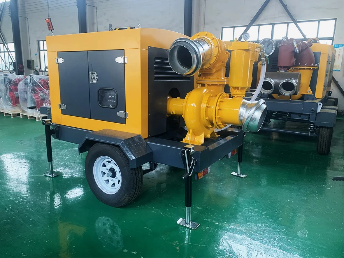 Custom high vacuum mobile self-priming flood control pump with stainless steel impeller