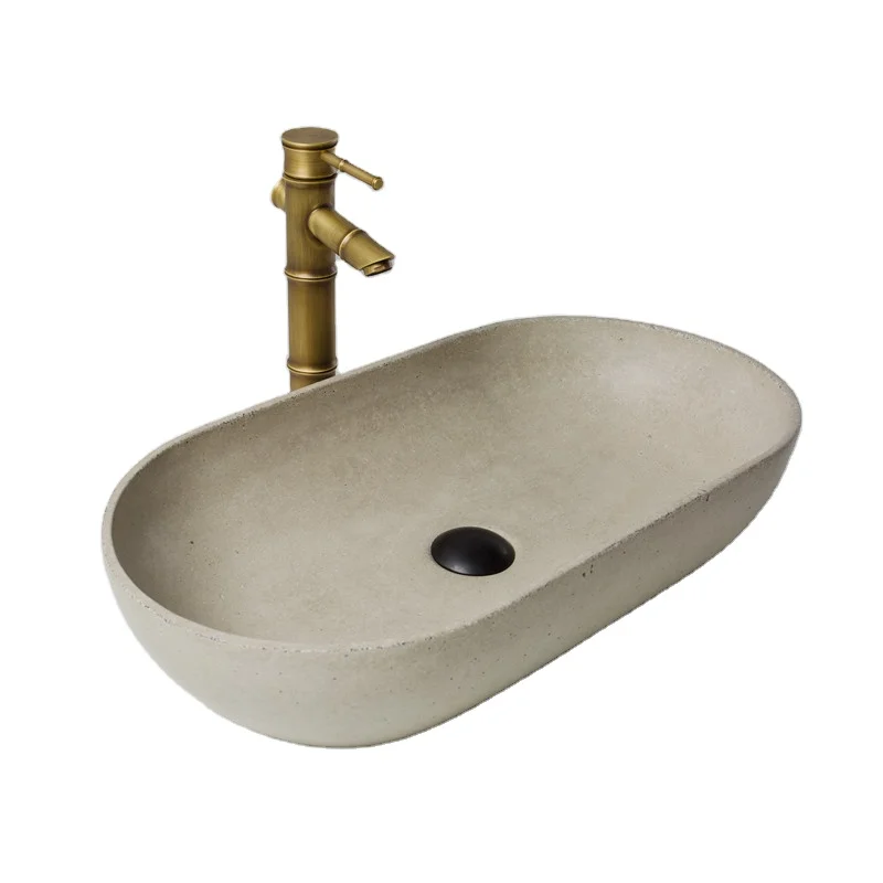 Factory Price Durable Oval Concrete cement bathroom wash hand basin