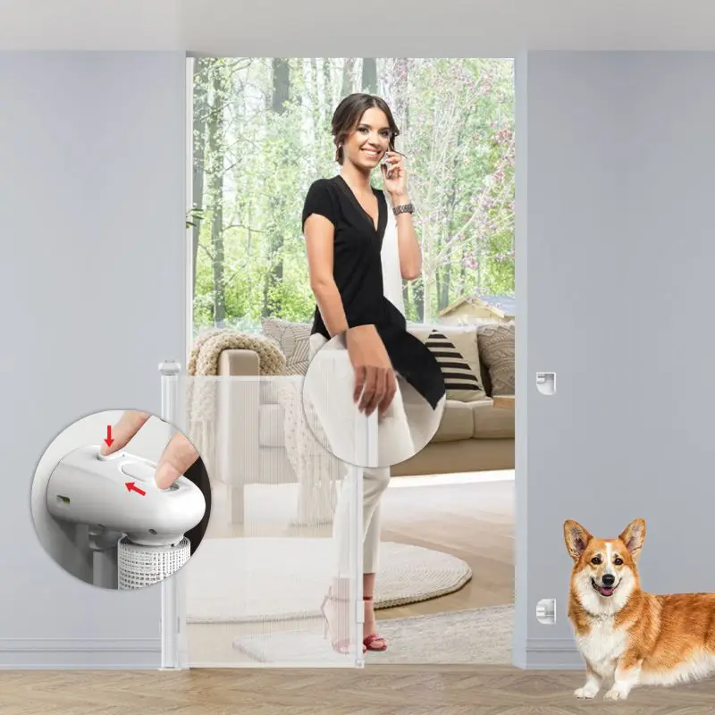 Probebi one hand control home use retractable mesh gate stair fence with drilling and no drilling two installation