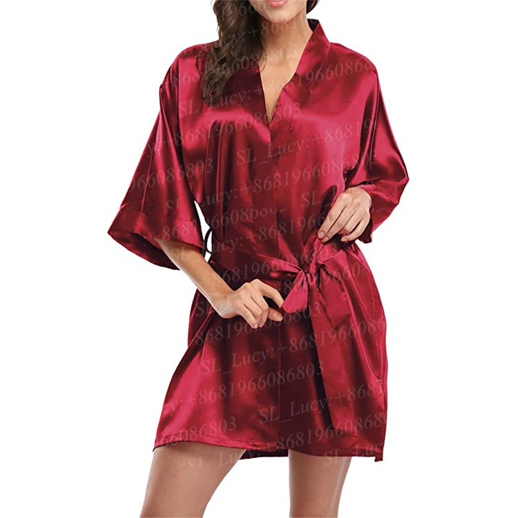 Monney Satin Pajamas Bathrobe And Women Multi-color Sleepwear Designer Robe With Logo
