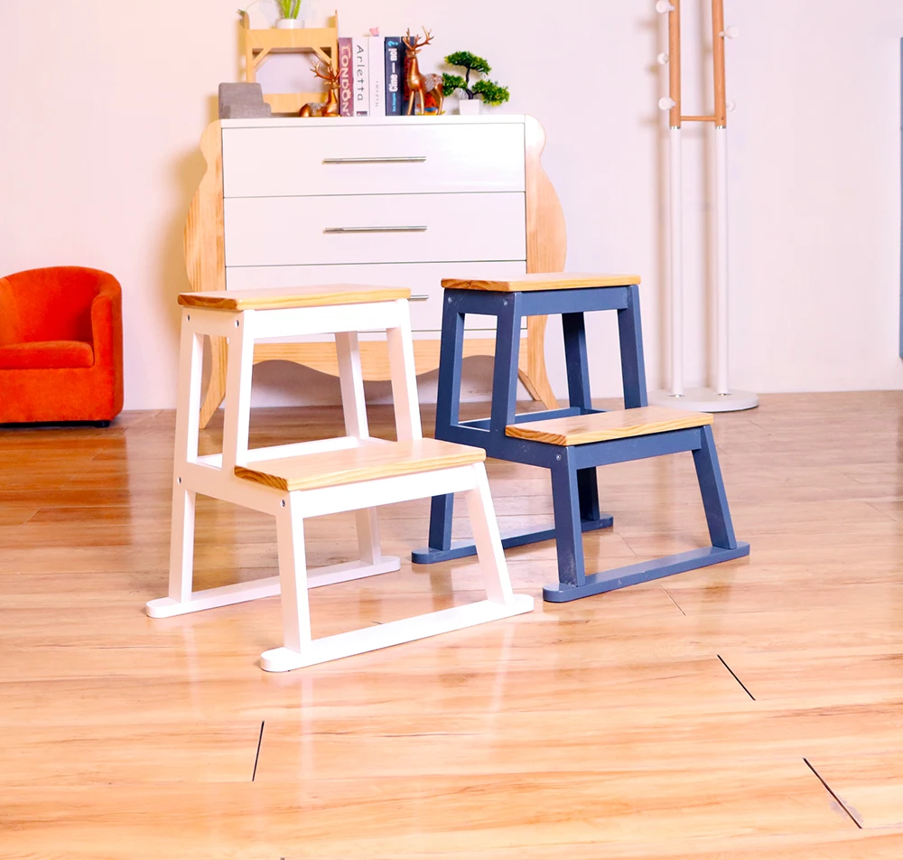 Nashow LMST-002 High Quality Natural White Kitchen Tower Step Stool Learning Tower Baby Kids Children Wooden Furniture