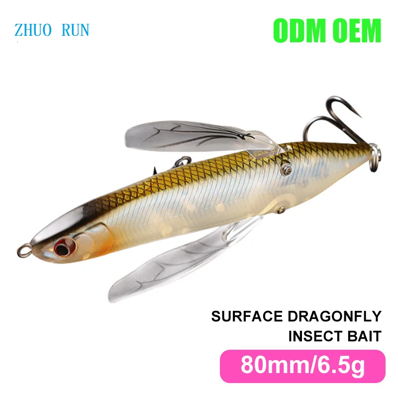 ZHUO RUN New Finesse Crawler Hard Bait 80mm 6.5g Wobbler Topwater Fishing Lures Pencil Lure Minnow Popper Floating Fishing Lure