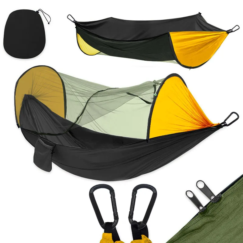 New Automatic Quick-opening Mosquito Net Double Camping Hammock Outdoor