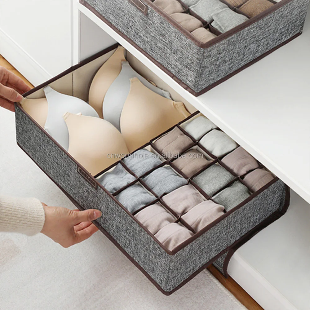 Divided Home Storage Boxes Tie Socks Bra Underwear Closet Fabric Basket Dress Drawer Organizer Clothes Organiser