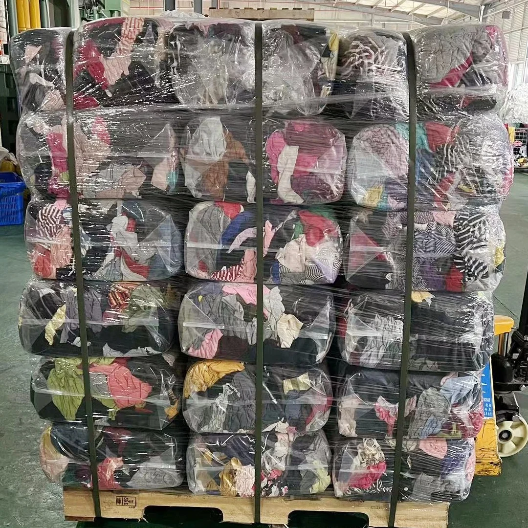 10kg to 100kg package multi purpose cotton used  rags fabric cut pieces dark color t shirt rags trapos industriales