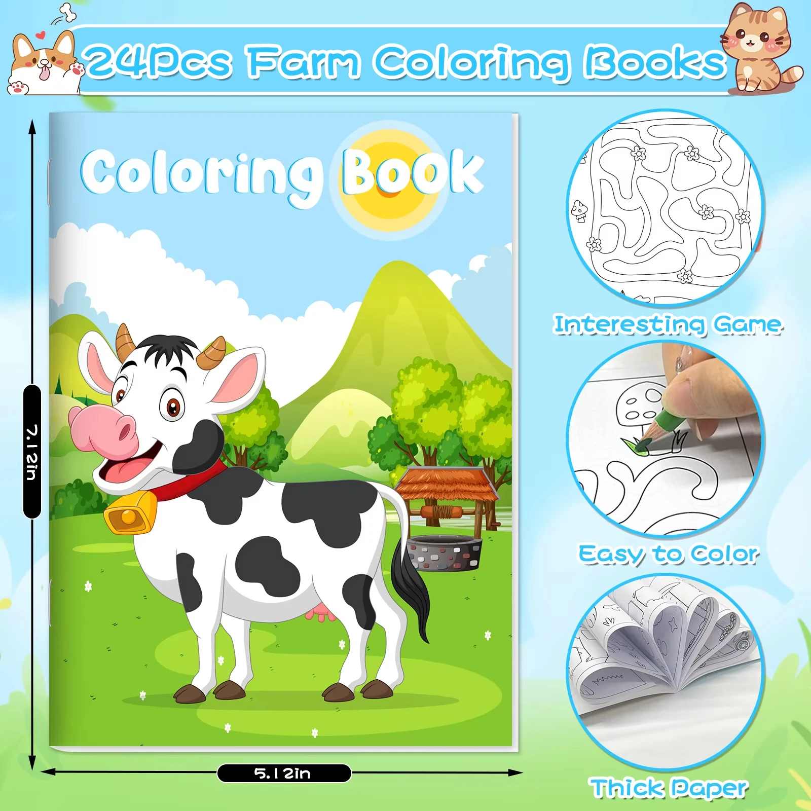 Wholesale Custom Printing Farm Animals Coloring Books Small Art Drawing Book for Kids Children