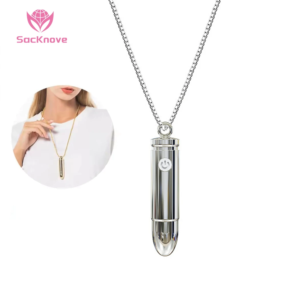 SacKnove Adult Fashion Mini Vibrating Pendant Egg Usb Rechargeable 10 Speed Sex Toy Vagina Necklace Bullet Vibrator For Women