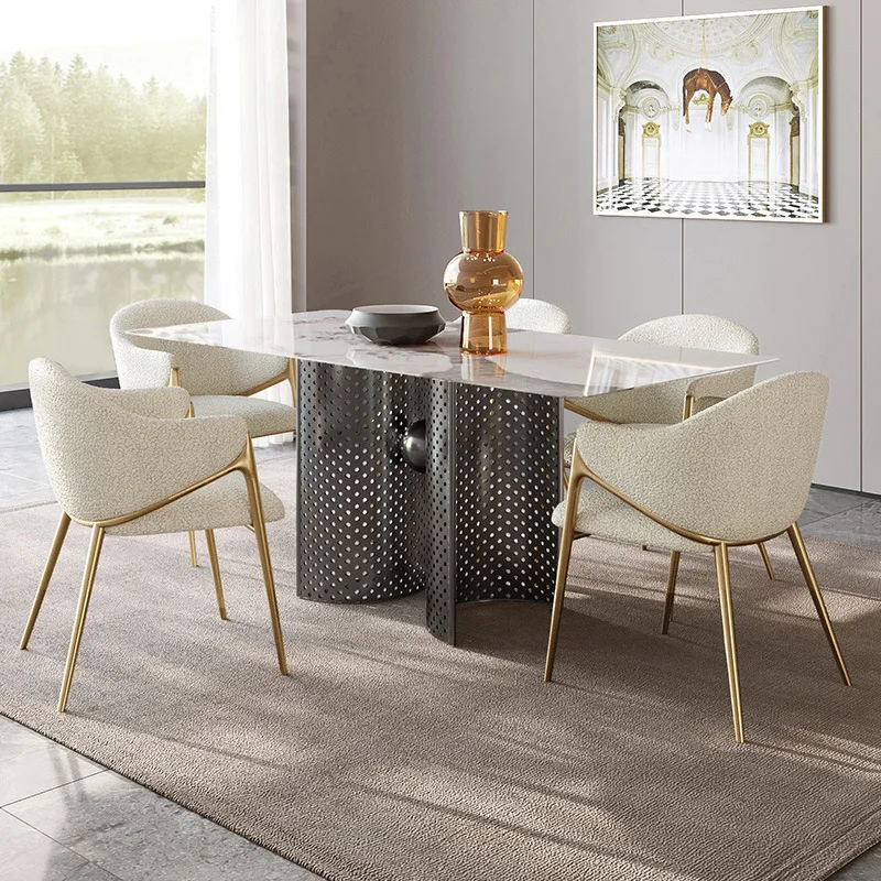 Modern Style Dining Room Furniture Velvet Upholster Kitchen Chair Gold Stainless Steel Boucle Accent Dining Chair For Home Hotel