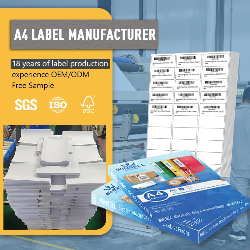 Factory price Premium Quality A4 Inkjet Laser label sticker Blank Private Labels Stickers for shipping label