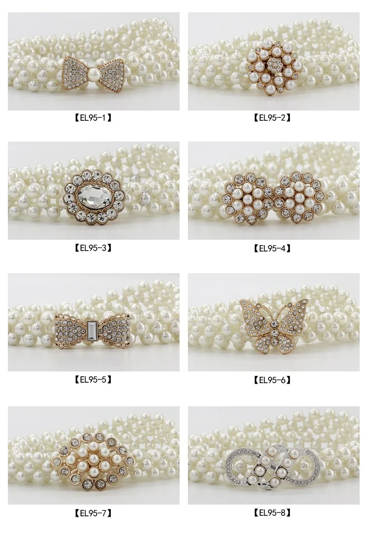 33 Styles Belt Rhinestone Pearl Waist Chain For Women Dresses Alloy Buckle Adorned Elastic Waistband