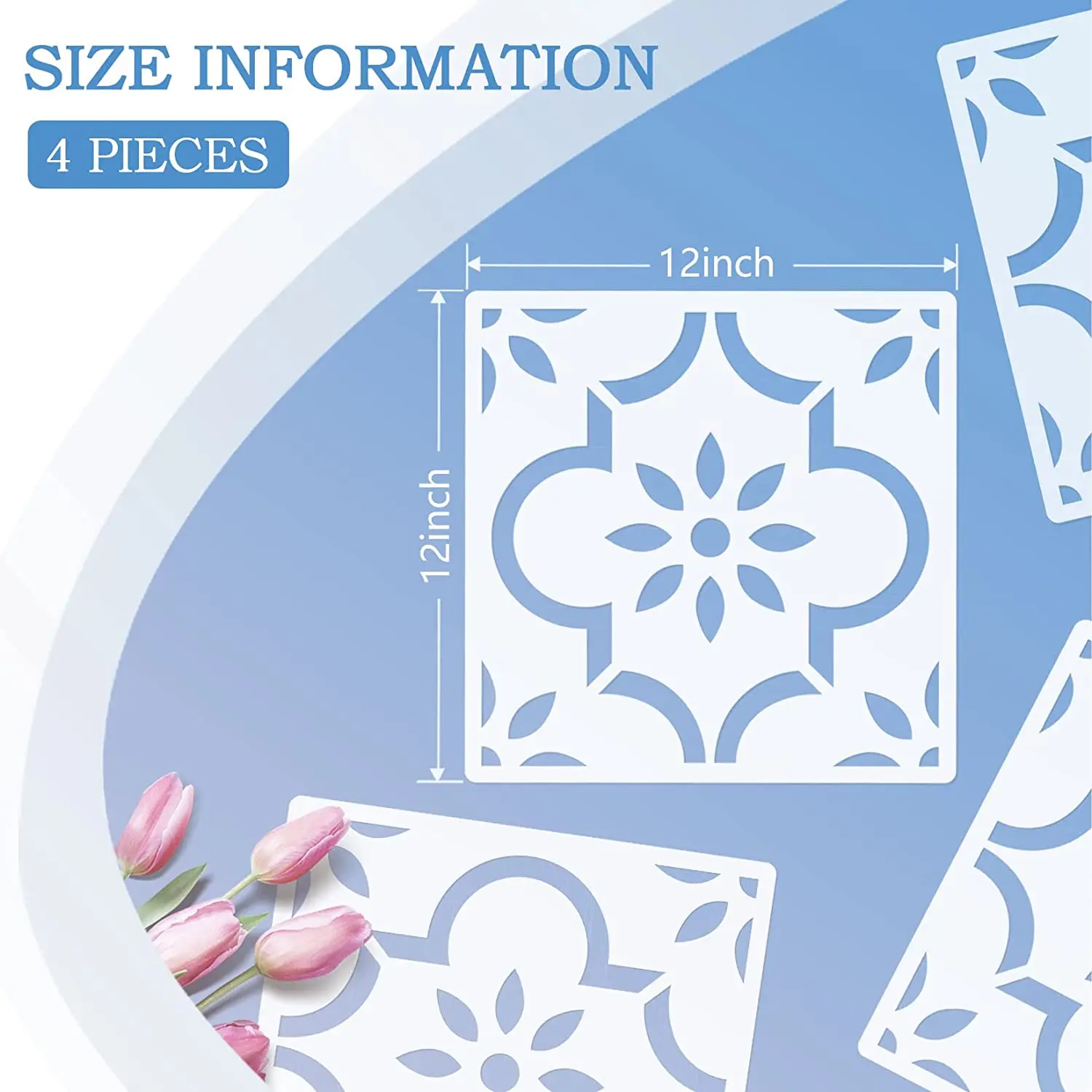 Simply Floor Tile Stencil 12 x 12 Inch Moroccan Wall Stencils for Painting Large Pattern Concrete Stencils for Patio