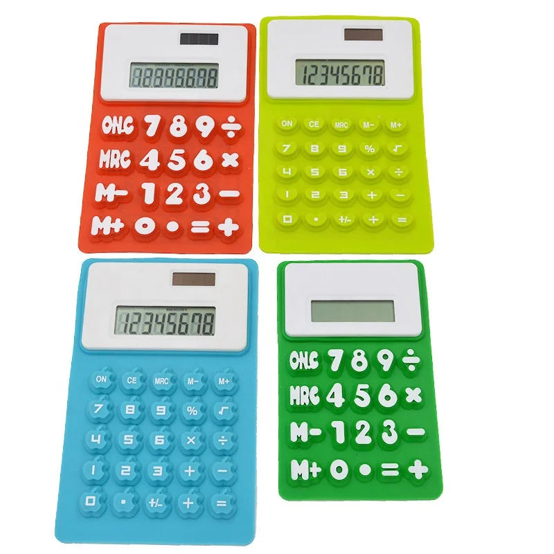 Solar Power Silicone Flexible Calculator Promotional calculator two Power way Silicon rubber foldable calculator