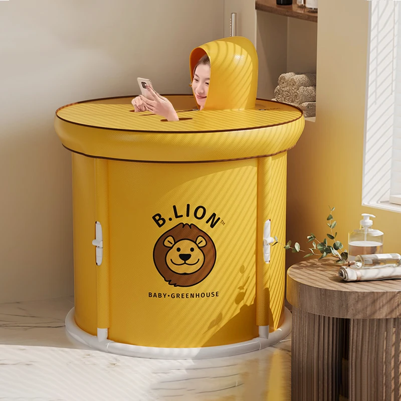 In Stock Floatable Shower Bath Portable Folding Spa Bath Tube Fibreboard Round Shape Custom Logo Floatable Shower Bath For Adult