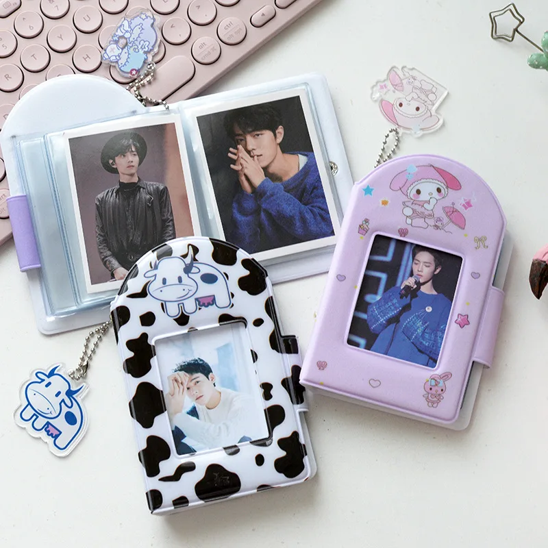 36 Pockets PVC Mini Film Photo Album Hollow Out Cover 3 Inch Photocards Collect Book Credit Card Name Card Holder with Keychain