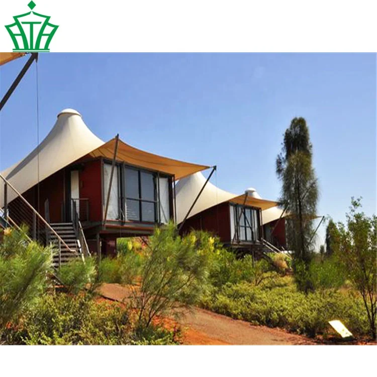 Fabric Roof House Hard Shell Steel Frame PVDF Roof Top Resort Tent Structures
